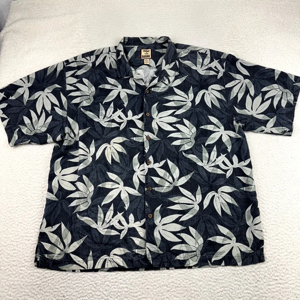 VTG Tommy Bahama Hawaiian Camp Shirt Men's 2XL Silk Floral Tropical Cruise Aloha